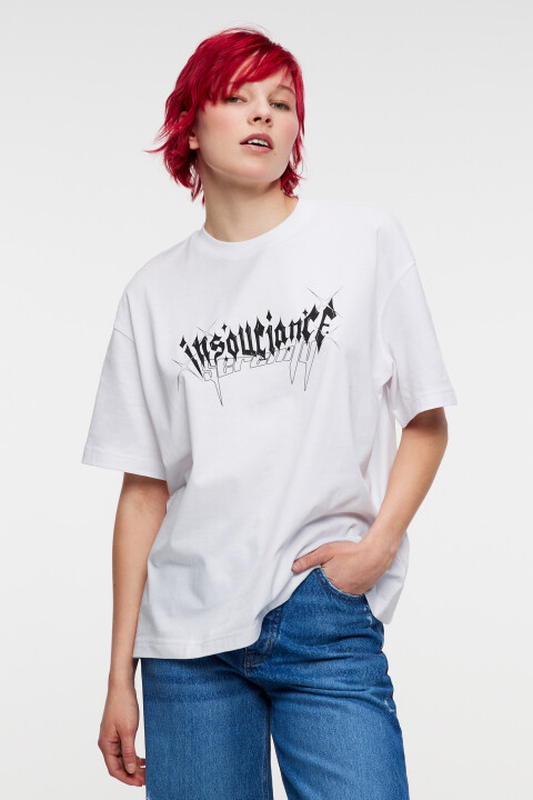 Футболка oversize хлопковая с принтом, Белый, Футболка oversize хлопковая с принтом 
Футболка oversize хлопковая с принтом, Белый, Футболка oversize хлопковая с принтом