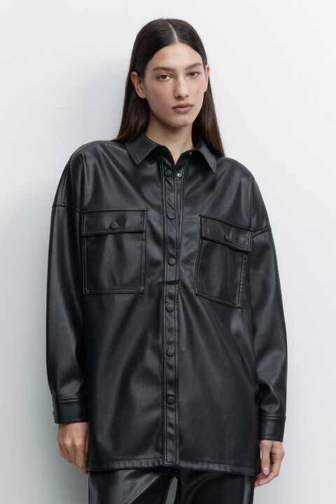 Рубашка oversize из экокожи с бахромой на спине, Черный, Рубашка oversize из экокожи с бахромой на спине
Рубашка oversize из экокожи с бахромой на спине, Черный, Рубашка oversize из экокожи с бахромой на спине