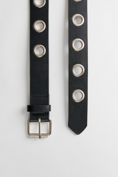 Ремень из экокожи с крупными металлическими люверсами, Черный, Ремень из экокожи с крупными металлическими люверсами 
Ремень из экокожи с крупными металлическими люверсами, Черный, Ремень из экокожи с крупными металлическими люверсами