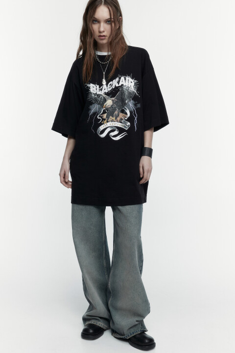 Платье-футболка oversize хлопковое с принтом, Черный, Платье-футболка oversize хлопковое с принтом
Платье-футболка oversize хлопковое с принтом, Черный, Платье-футболка oversize хлопковое с принтом