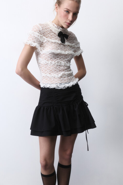 Юбка мини пышная с воланом и бельевым кружевом, Черный, Юбка мини пышная с воланом и бельевым кружевом 
Юбка мини пышная с воланом и бельевым кружевом, Черный, Юбка мини пышная с воланом и бельевым кружевом