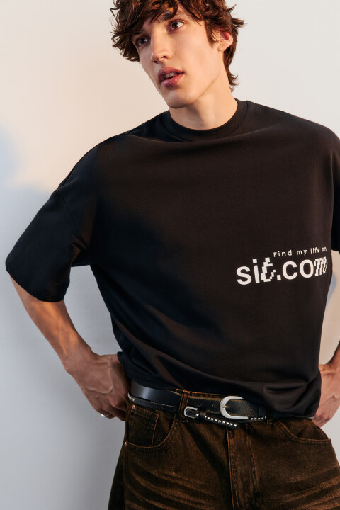 Футболка oversize с принтом-надписью, Черный, Футболка oversize с принтом-надписью 
Футболка oversize с принтом-надписью, Черный, Футболка oversize с принтом-надписью