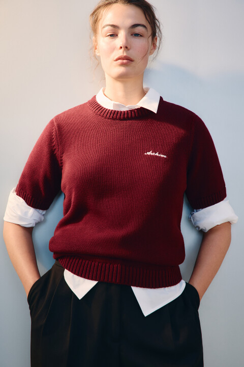 Джемпер вязаный с короткими рукавами, Бордовый, Джемпер вязаный с короткими рукавами
Джемпер вязаный с короткими рукавами, Бордовый, Джемпер вязаный с короткими рукавами