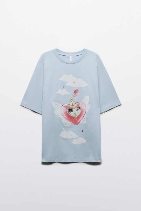 Футболка хлопковая с принтом, Голубой, Футболка хлопковая с принтом 
Футболка хлопковая с принтом, Голубой, Футболка хлопковая с принтом