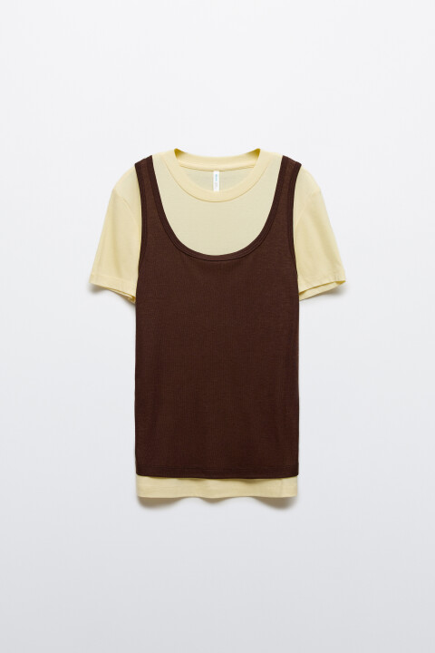 Футболка полуприлегающая с имитацией майки, Желтый, Футболка полуприлегающая с имитацией майки
Футболка полуприлегающая с имитацией майки, Желтый, Футболка полуприлегающая с имитацией майки