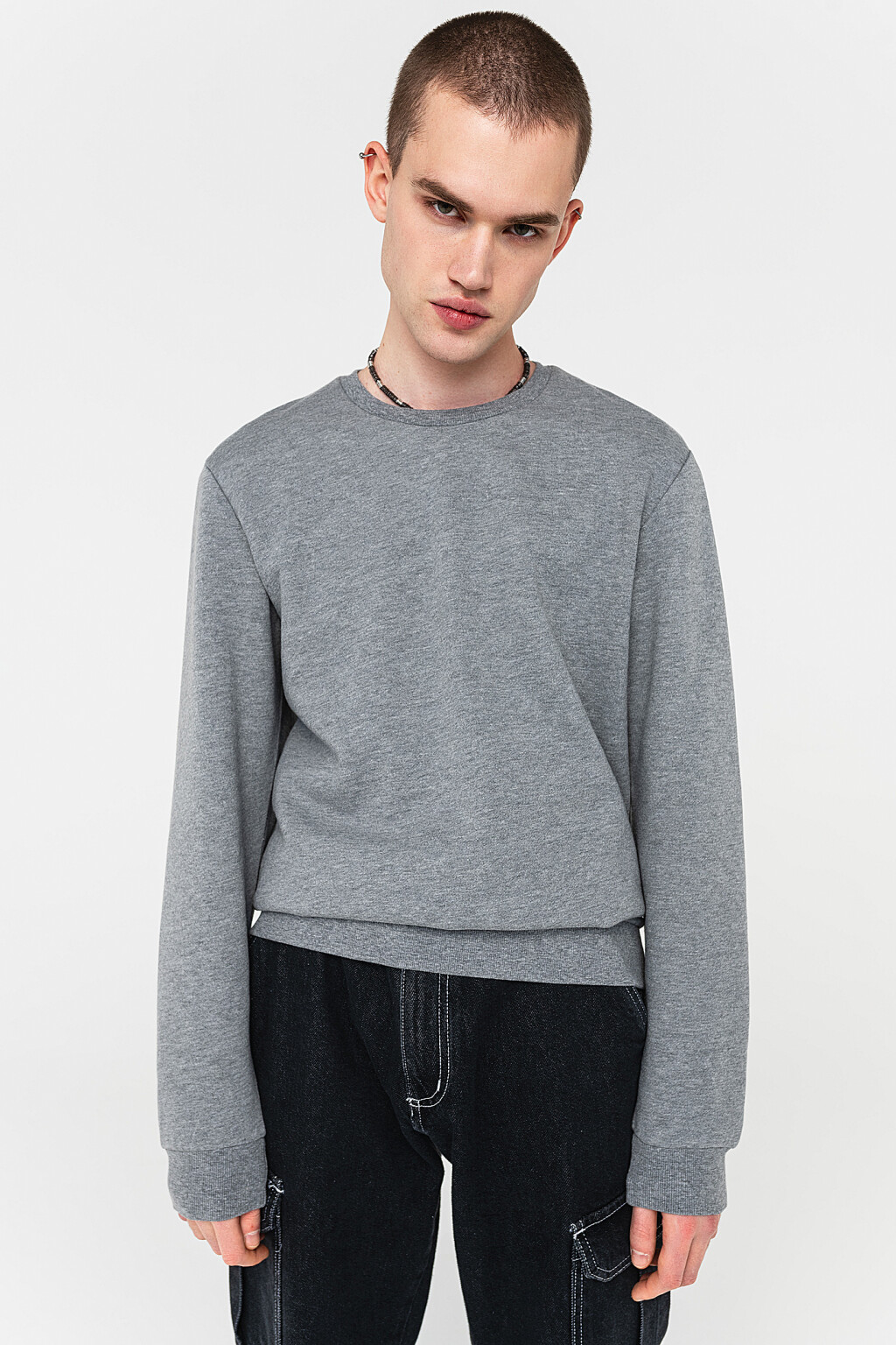 свитшот базовый хлопковый утепленный - цвет серый - 3