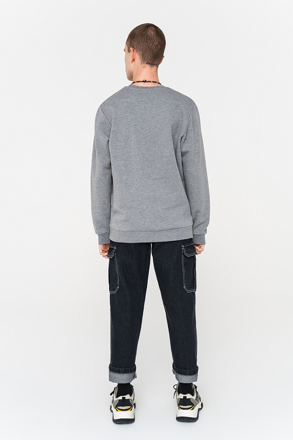 свитшот базовый хлопковый утепленный - цвет серый - 5
