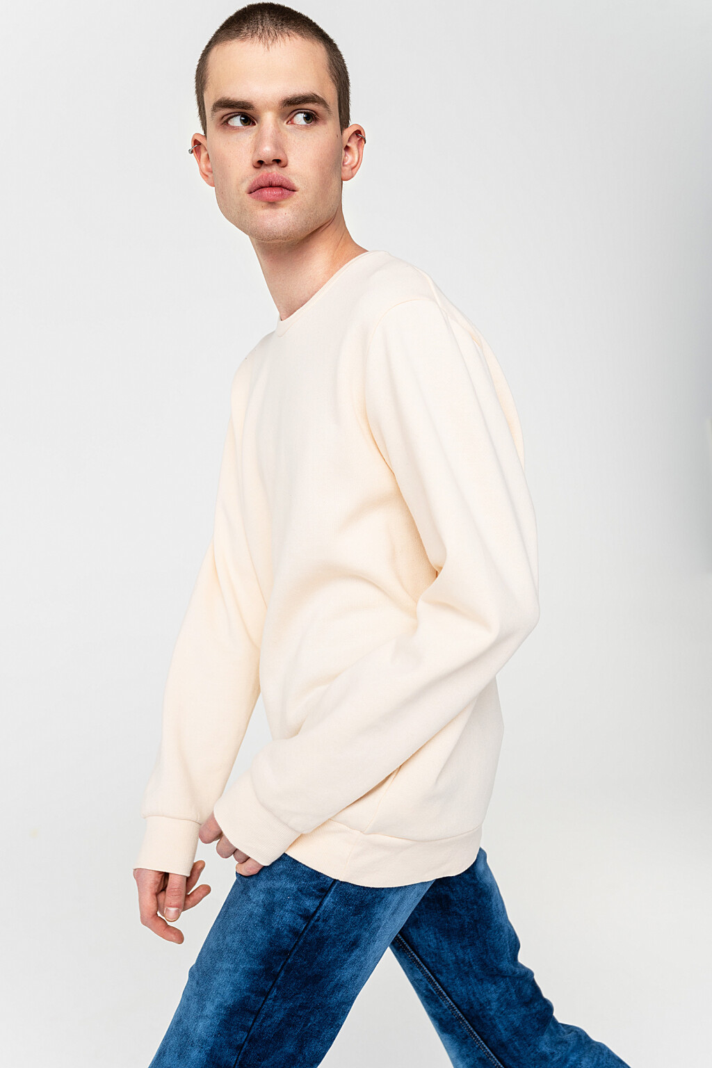 свитшот утепленный oversize из хлопка - цвет белый - 1