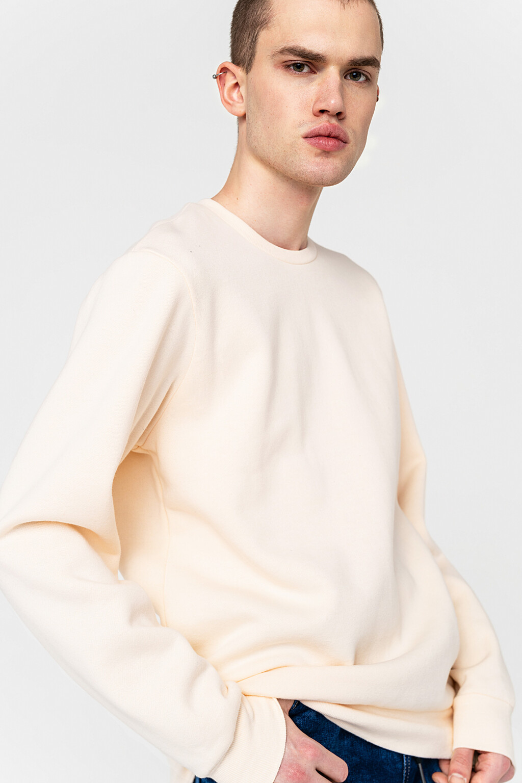 свитшот утепленный oversize из хлопка - цвет белый - 2