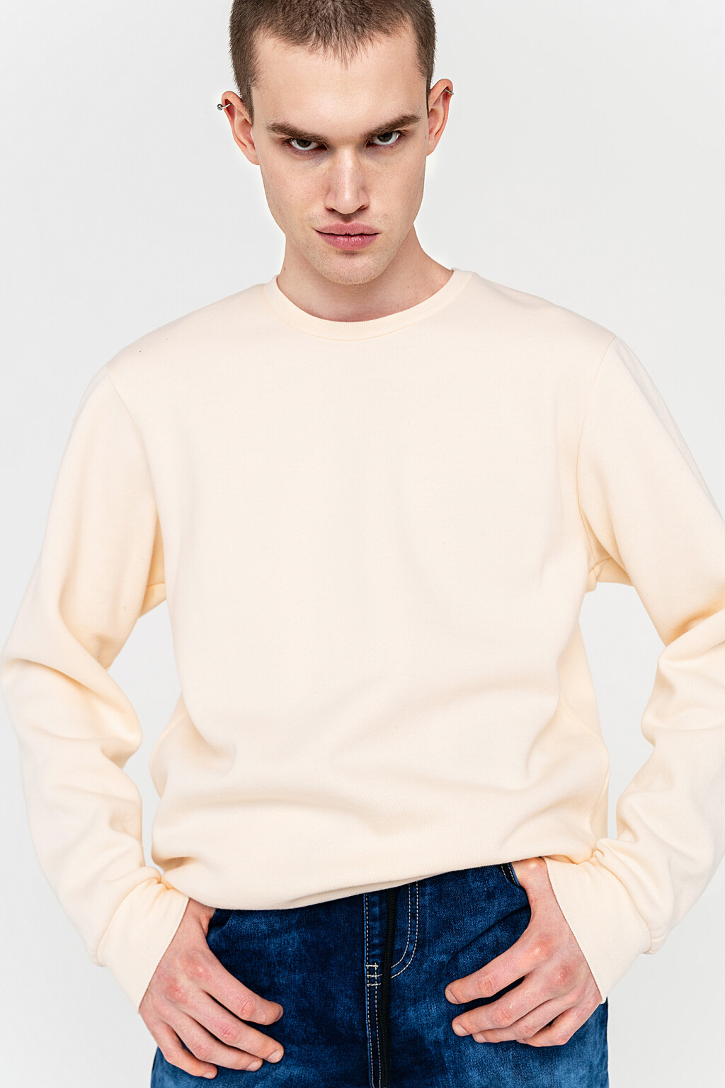 свитшот утепленный oversize из хлопка - цвет белый - 3