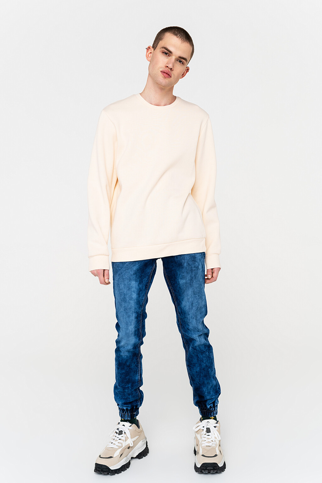 свитшот утепленный oversize из хлопка - цвет белый - 4