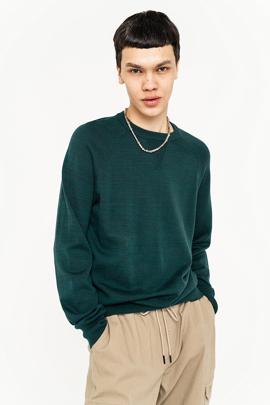 джемпер oversize хлопковый с рукавом реглан - цвет зеленый - 2