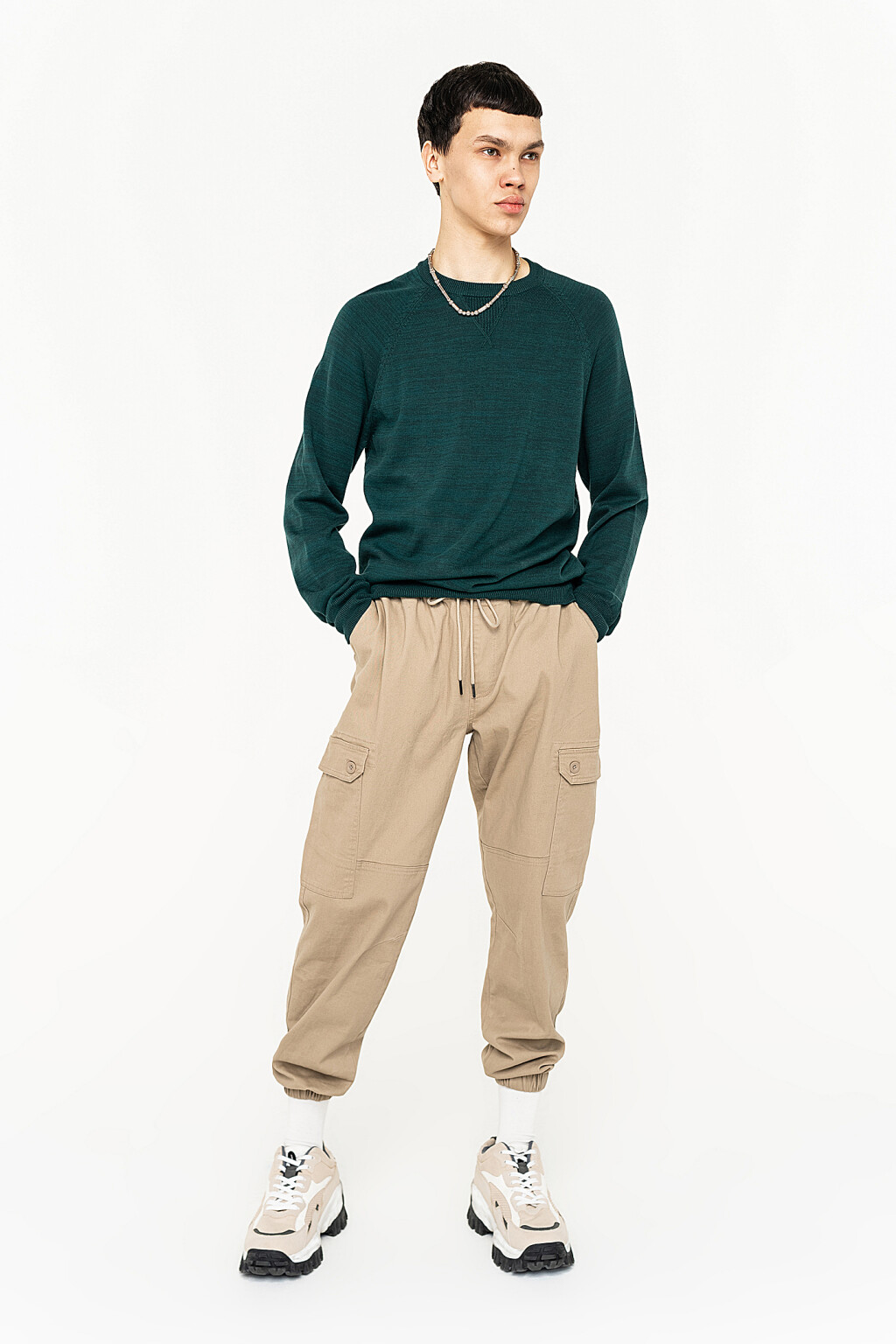 джемпер oversize хлопковый с рукавом реглан - цвет зеленый - 4