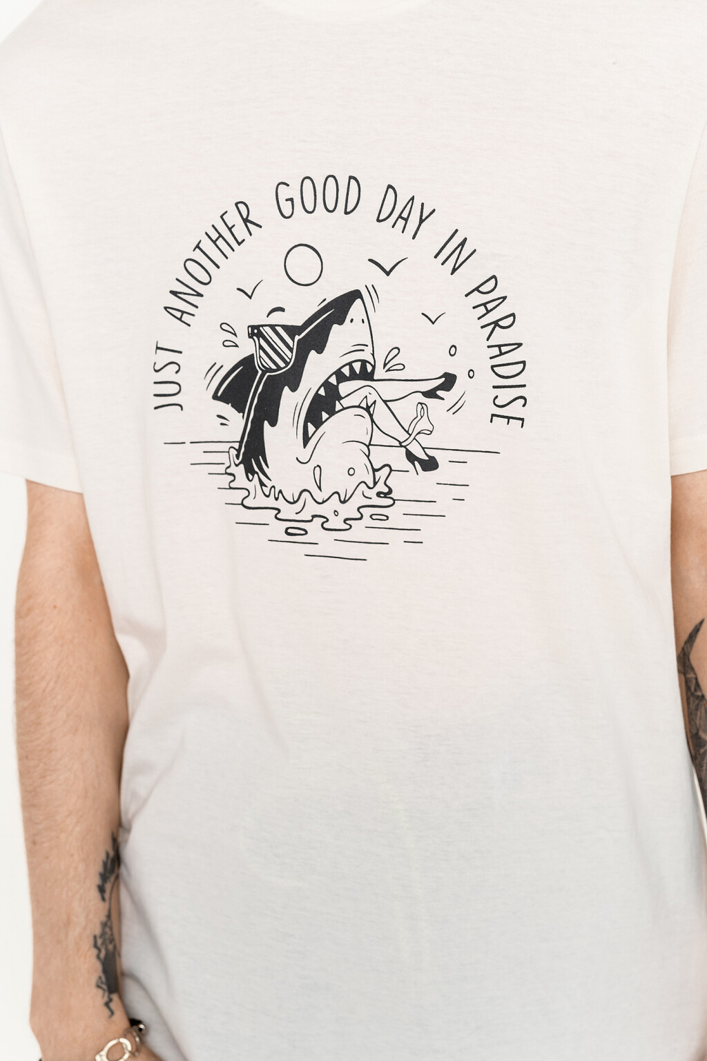 футболка хлопковая свободного кроя с принтом - цвет белый - 3