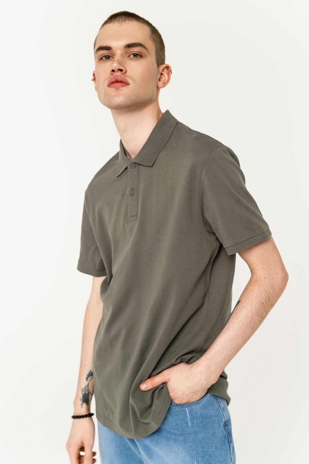 футболка-поло хлопковая свободного кроя - цвет зеленый - 3