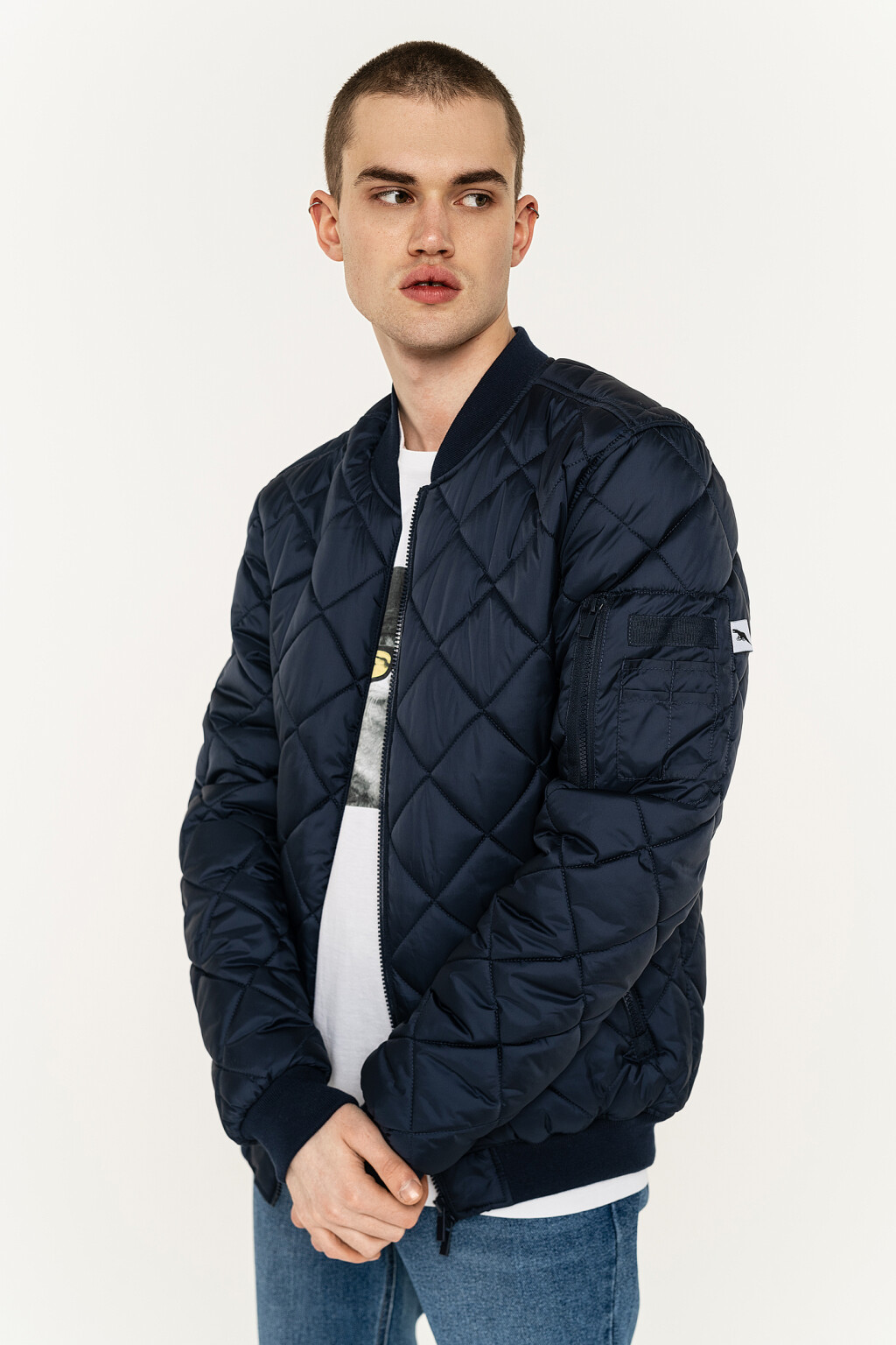 куртка-бомбер утепленная стеганая - цвет синий - 2