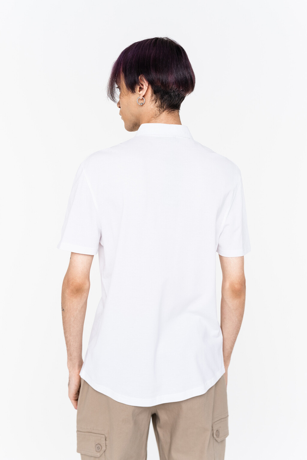 Рубашка хлопковая трикотажная с коротким рукавом - цвет белый - 6
