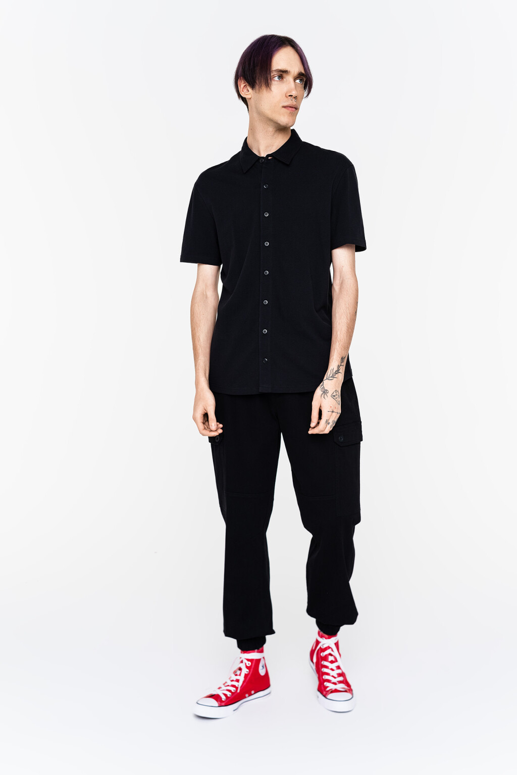 рубашка мужская - цвет черный - 2