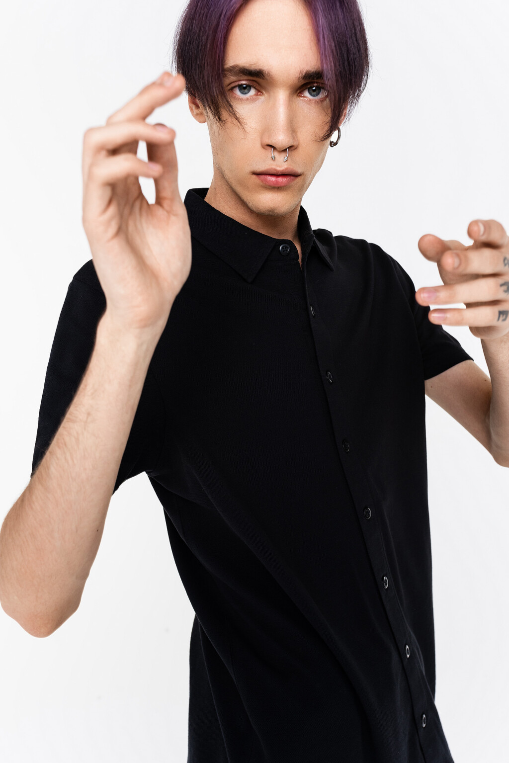 рубашка мужская - цвет черный - 3