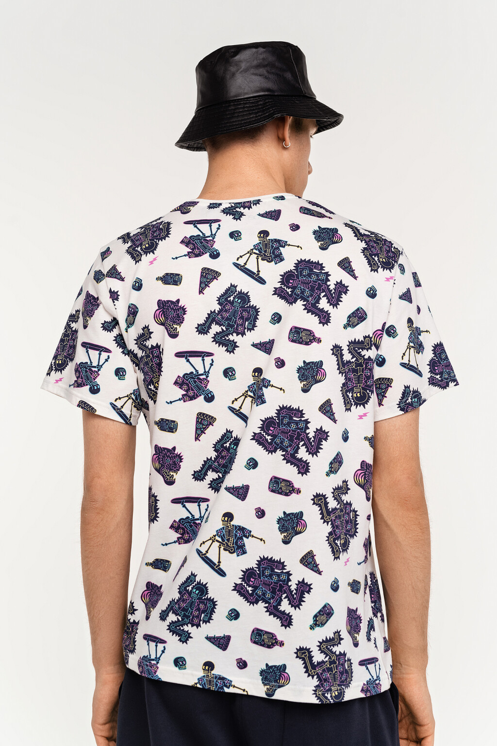 футболка хлопковая свободного кроя с принтом - цвет белый - 5