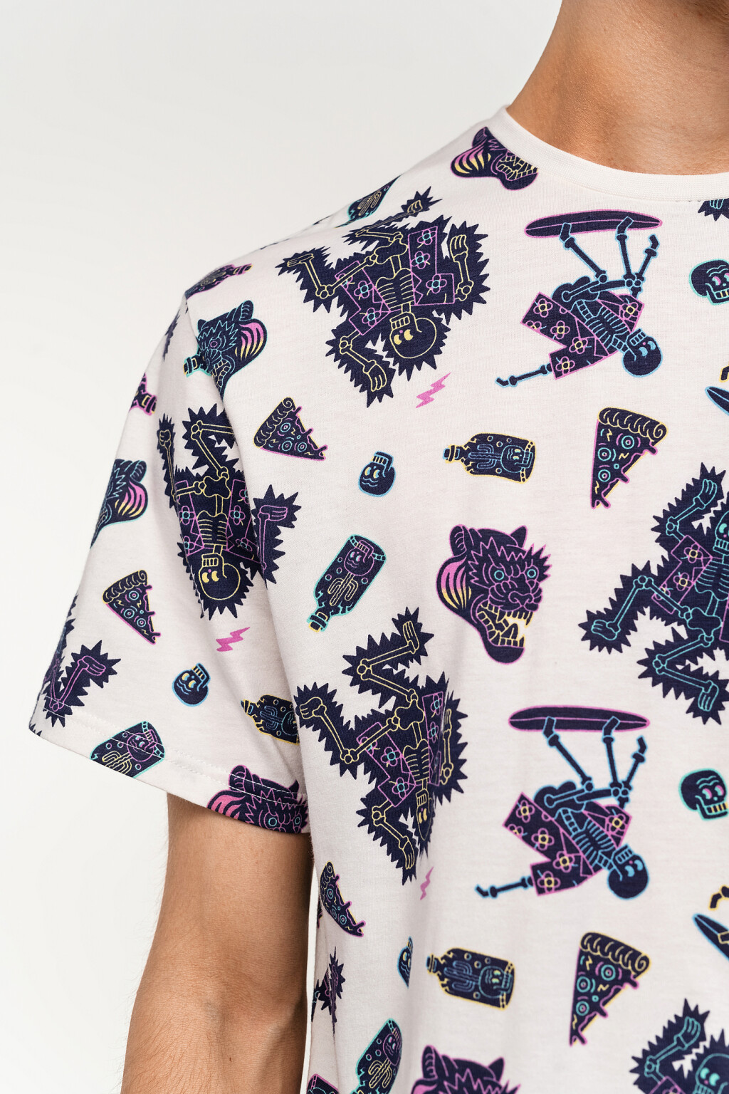 футболка хлопковая свободного кроя с принтом - цвет белый - 6