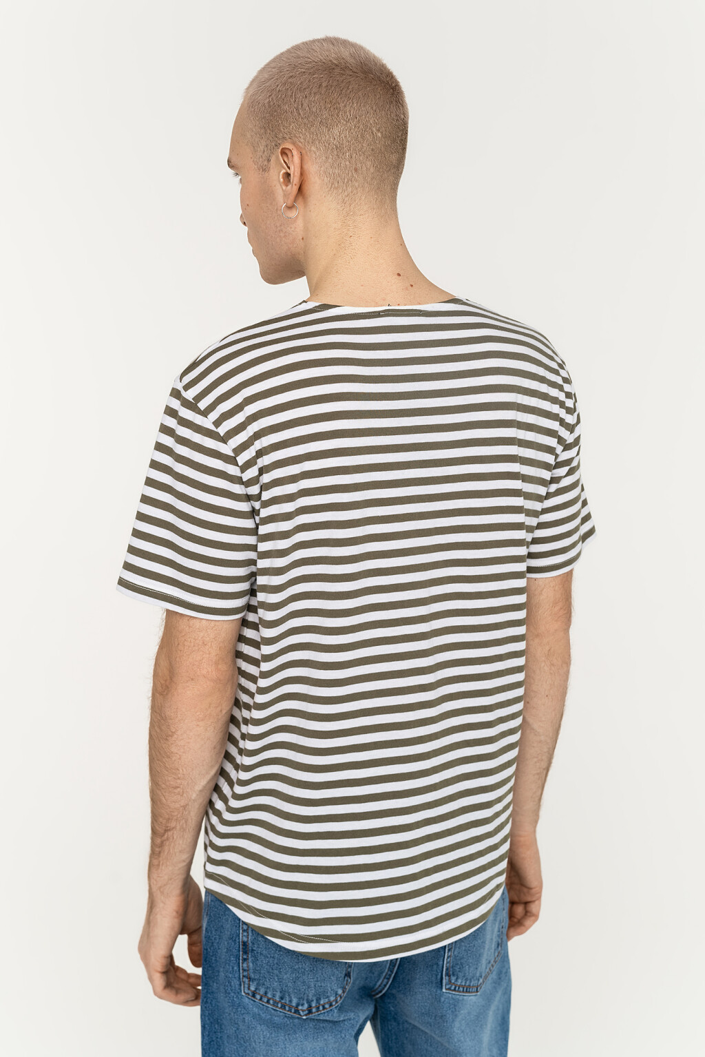 футболка хлопковая в полоску с нагрудным карманом - цвет зеленый - 4