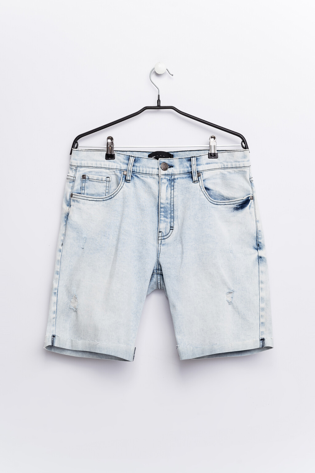 Шорты джинсовые с необработанным нижним краем - цвет голубой - 1