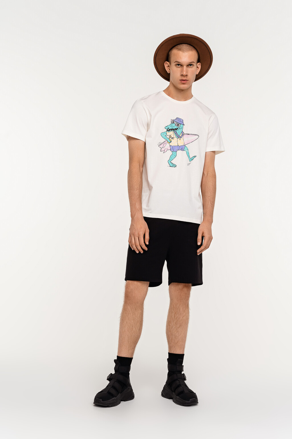 Футболка хлопковая с пляжным принтом - цвет белый - 1