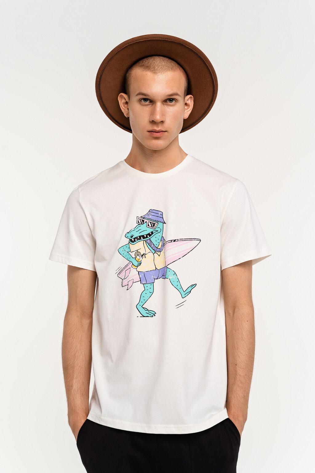 Футболка хлопковая с пляжным принтом - цвет белый - 2