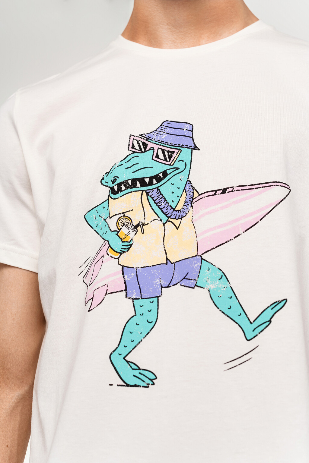 Футболка хлопковая с пляжным принтом - цвет белый - 5