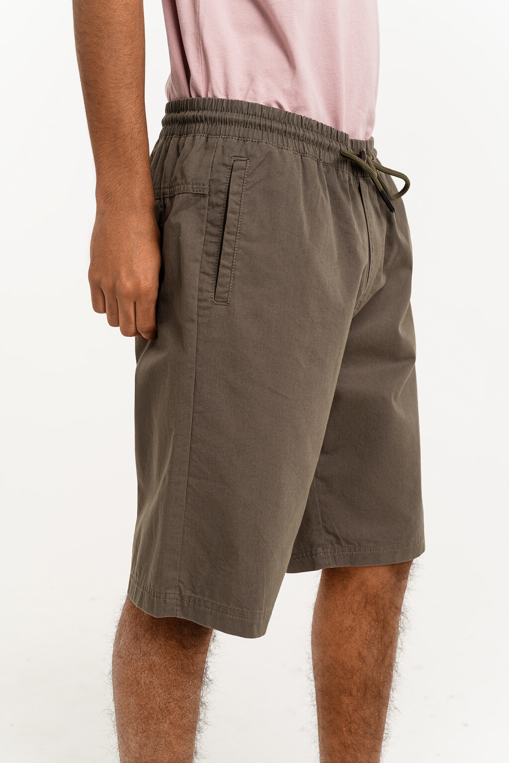 Шорты хлопковые с эластичным поясом на завязках - цвет зеленый - 4