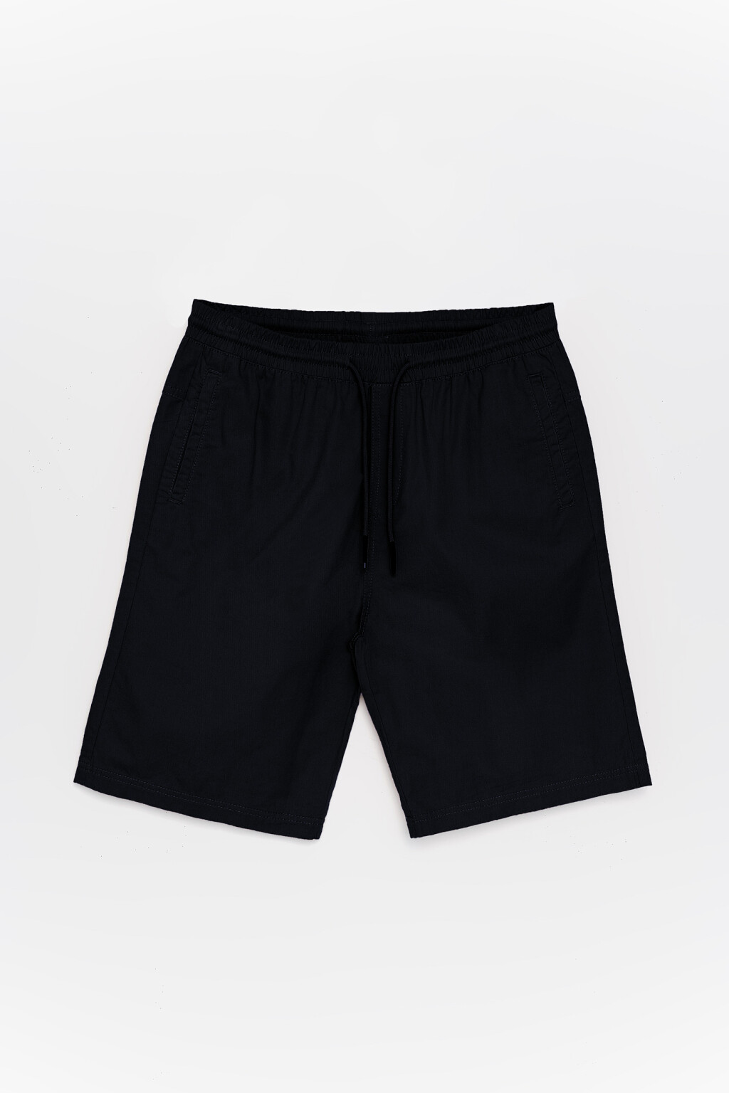 Шорты хлопковые с эластичным поясом на завязках - цвет синий - 1