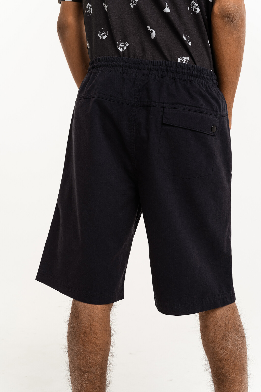 Шорты хлопковые с эластичным поясом на завязках - цвет синий - 5