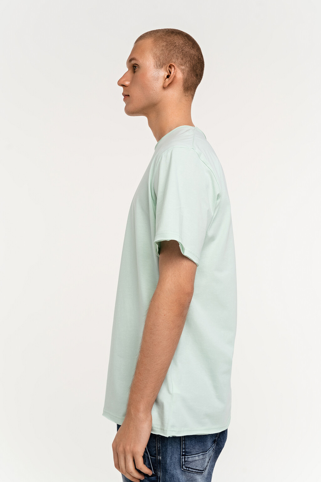 Футболка хлопковая с необработанными краями - цвет голубой - 3