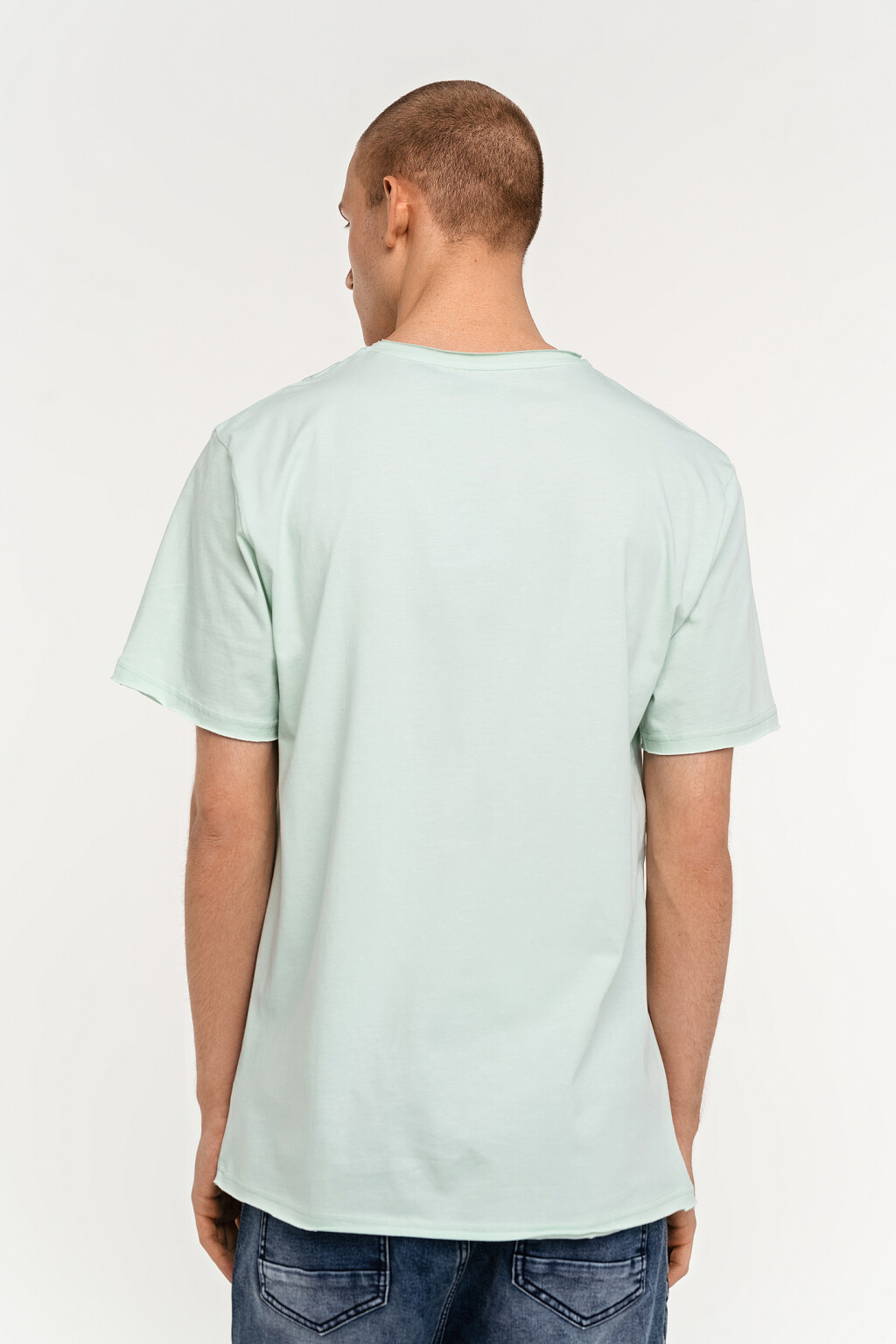 Футболка хлопковая с необработанными краями - цвет голубой - 4