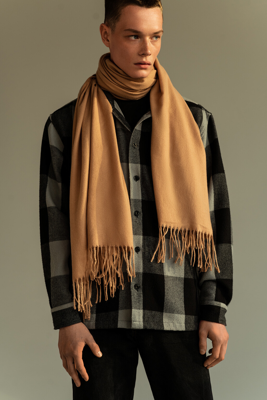 шарф мужской - цвет бежевый - 1