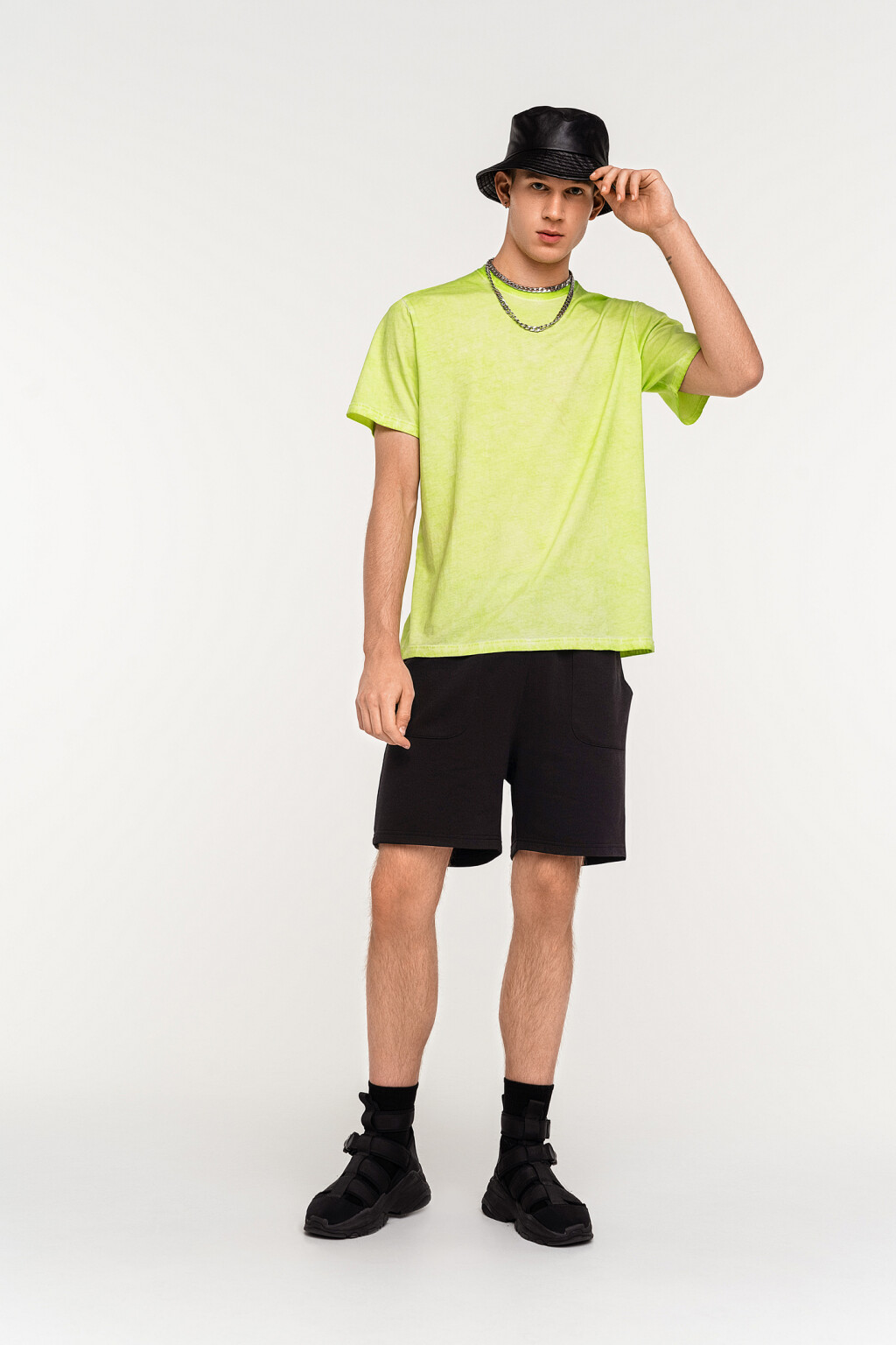 Футболка хлопковая с эффектом потертости - цвет зеленый - 1