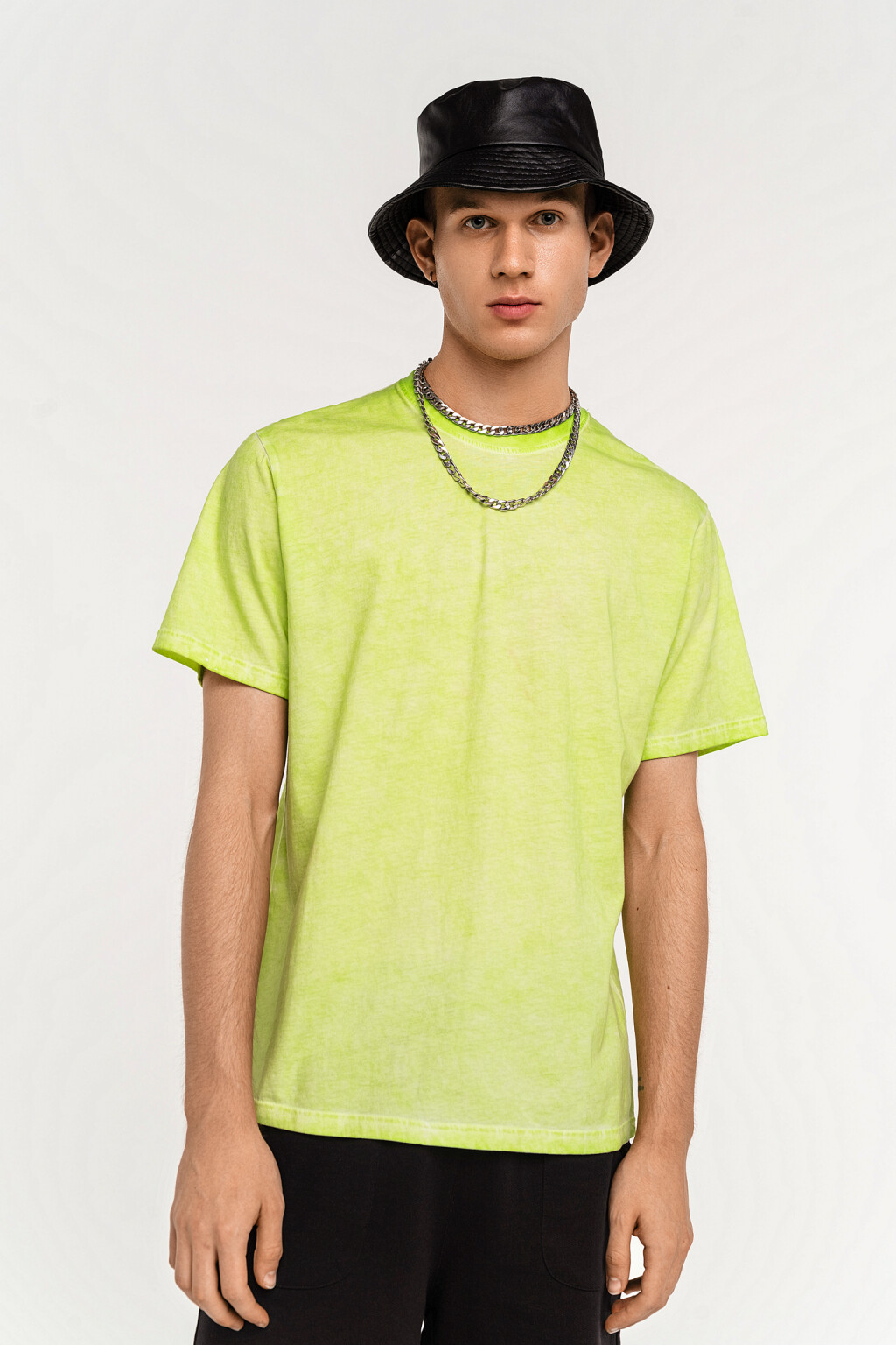 Футболка хлопковая с эффектом потертости - цвет зеленый - 2