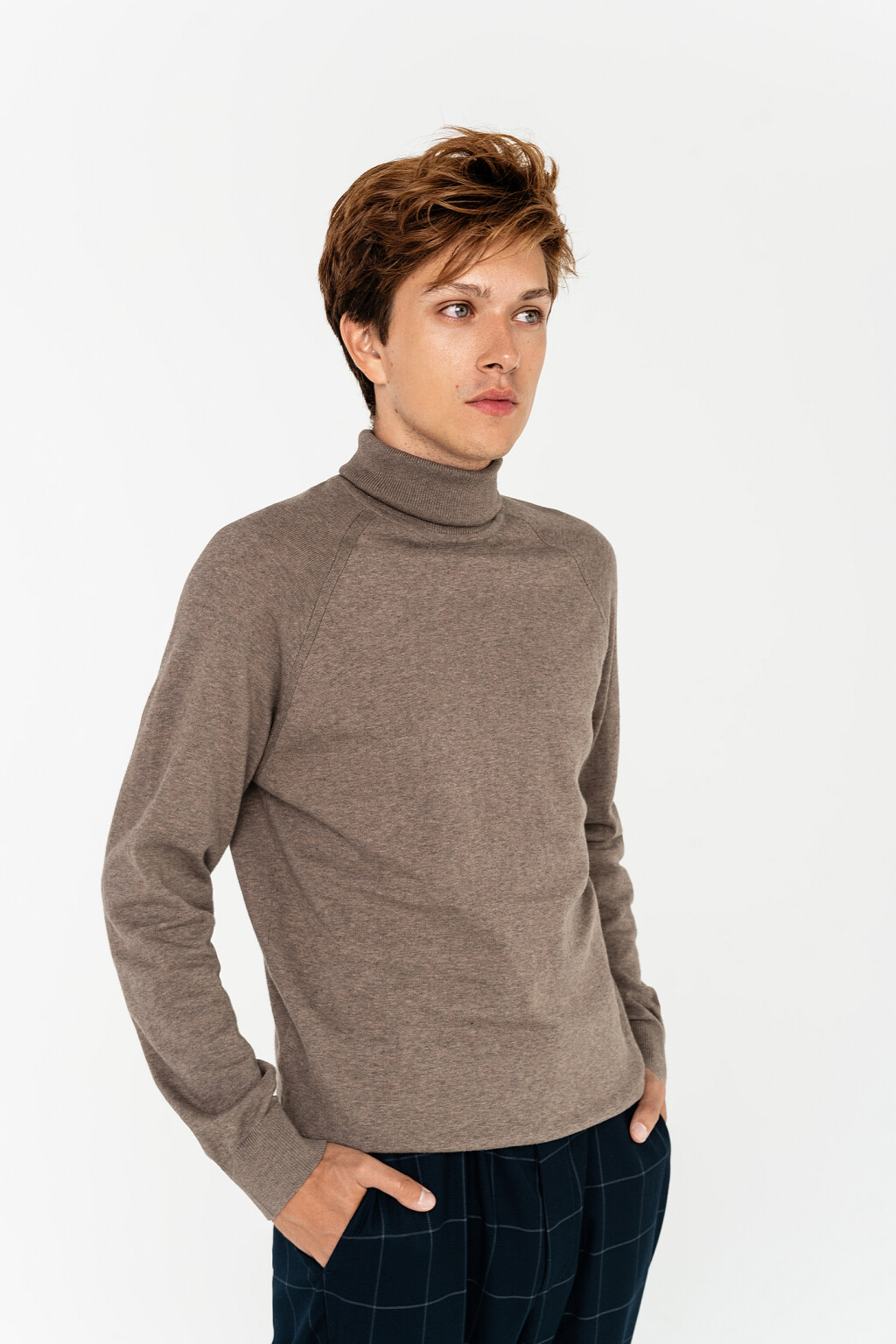 Водолазка свободного кроя с рукавом реглан - цвет коричневый - 3