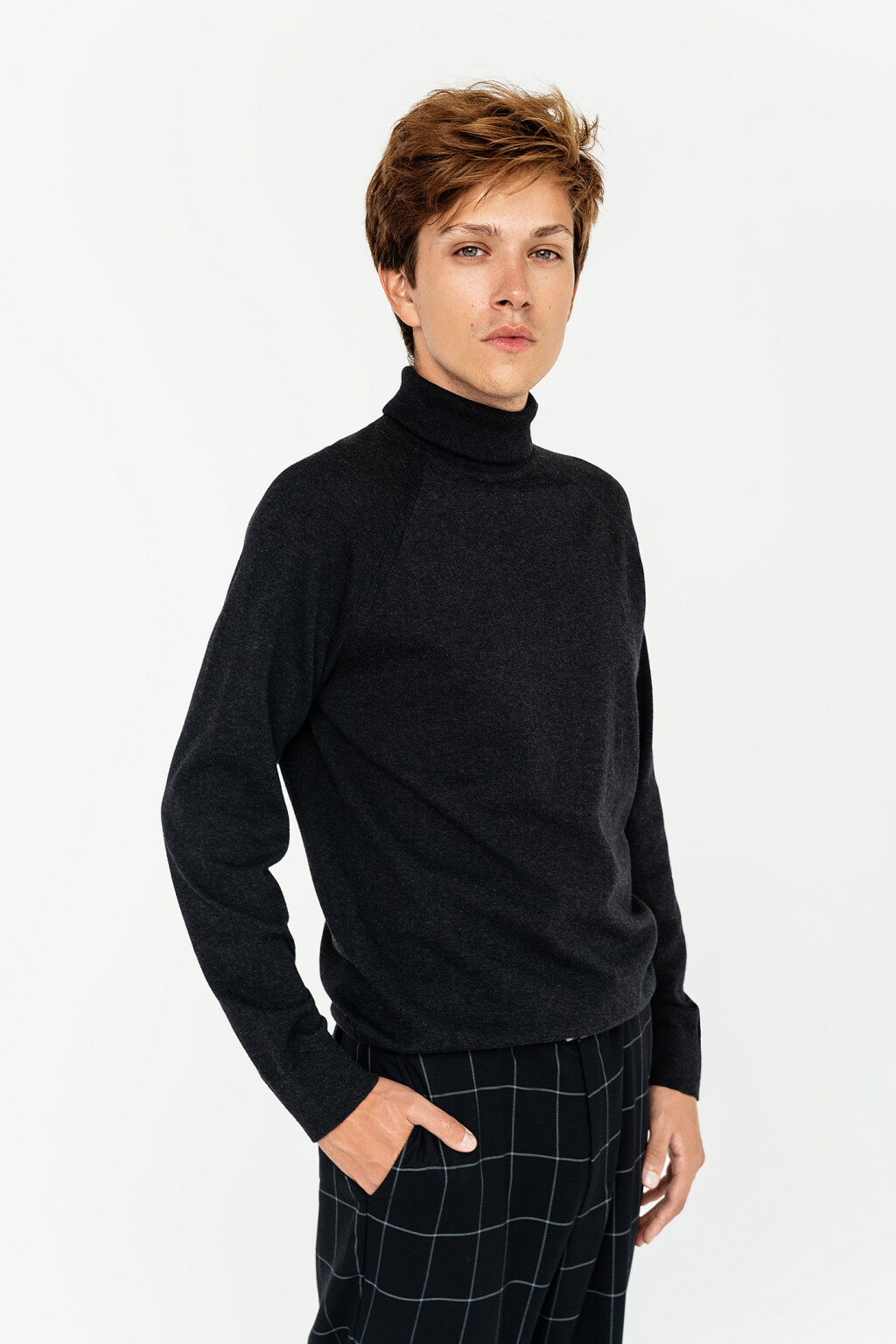 Водолазка хлопковая с рукавом реглан - цвет серый - 2