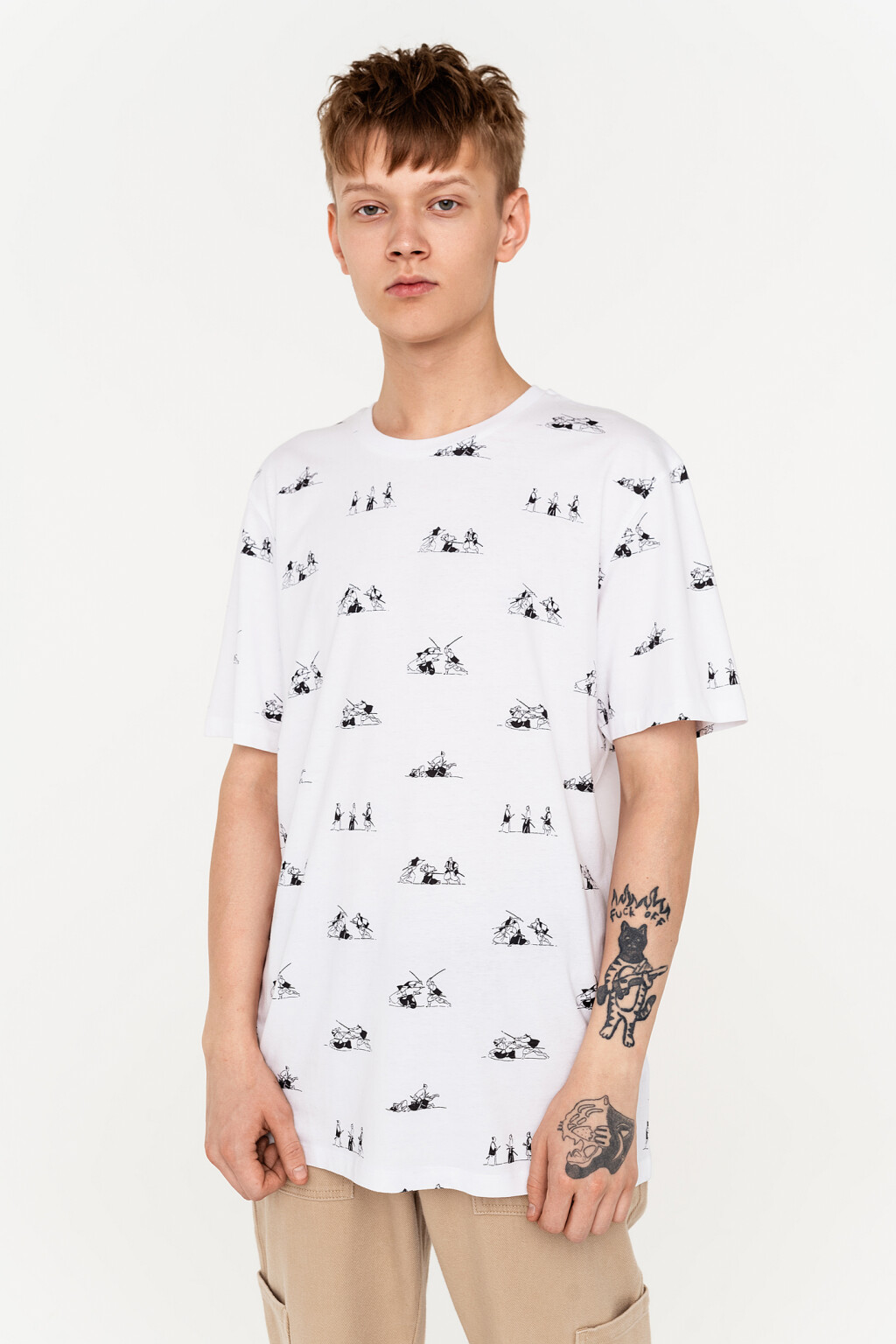Футболка хлопковая с принтом - цвет белый - 2