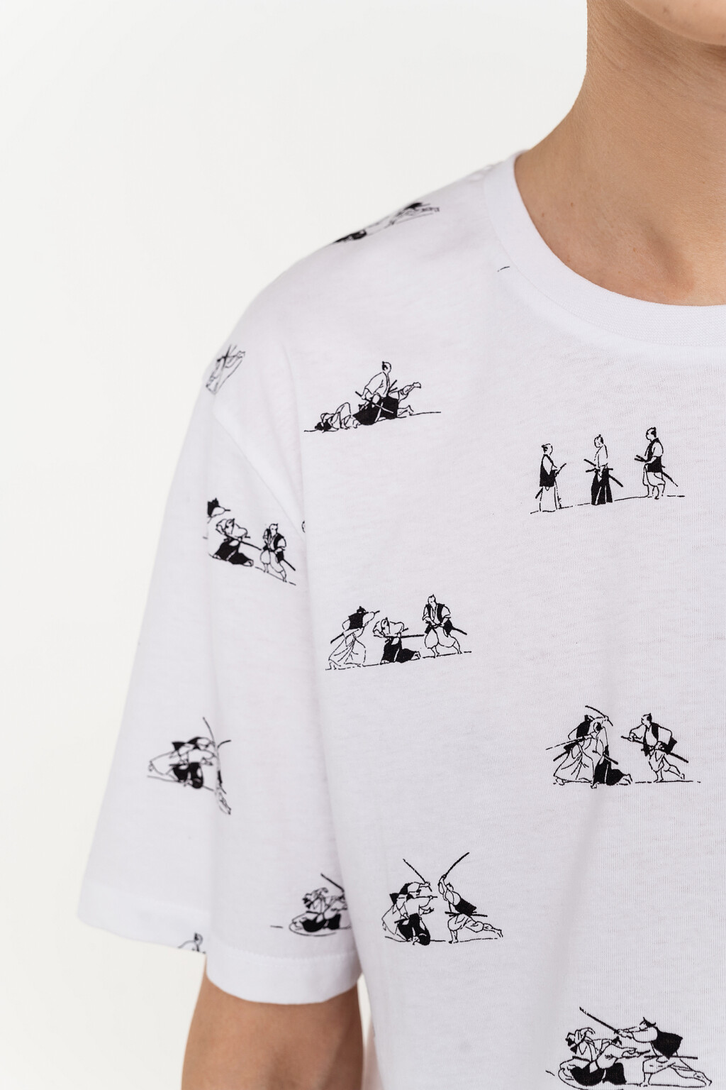 Футболка хлопковая с принтом - цвет белый - 4