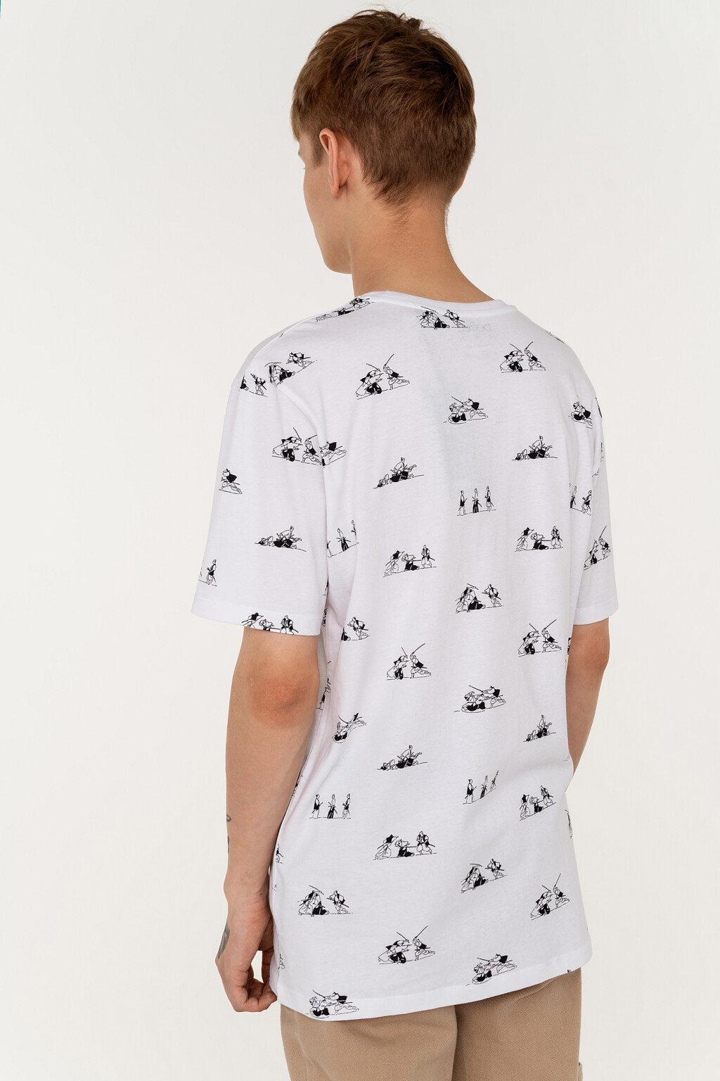 Футболка хлопковая с принтом - цвет белый - 5