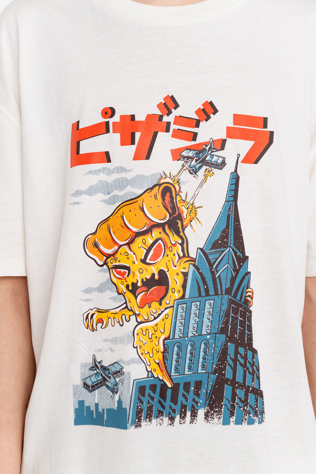 Футболка хлопковая oversize с принтом в японском стиле - цвет белый - 3