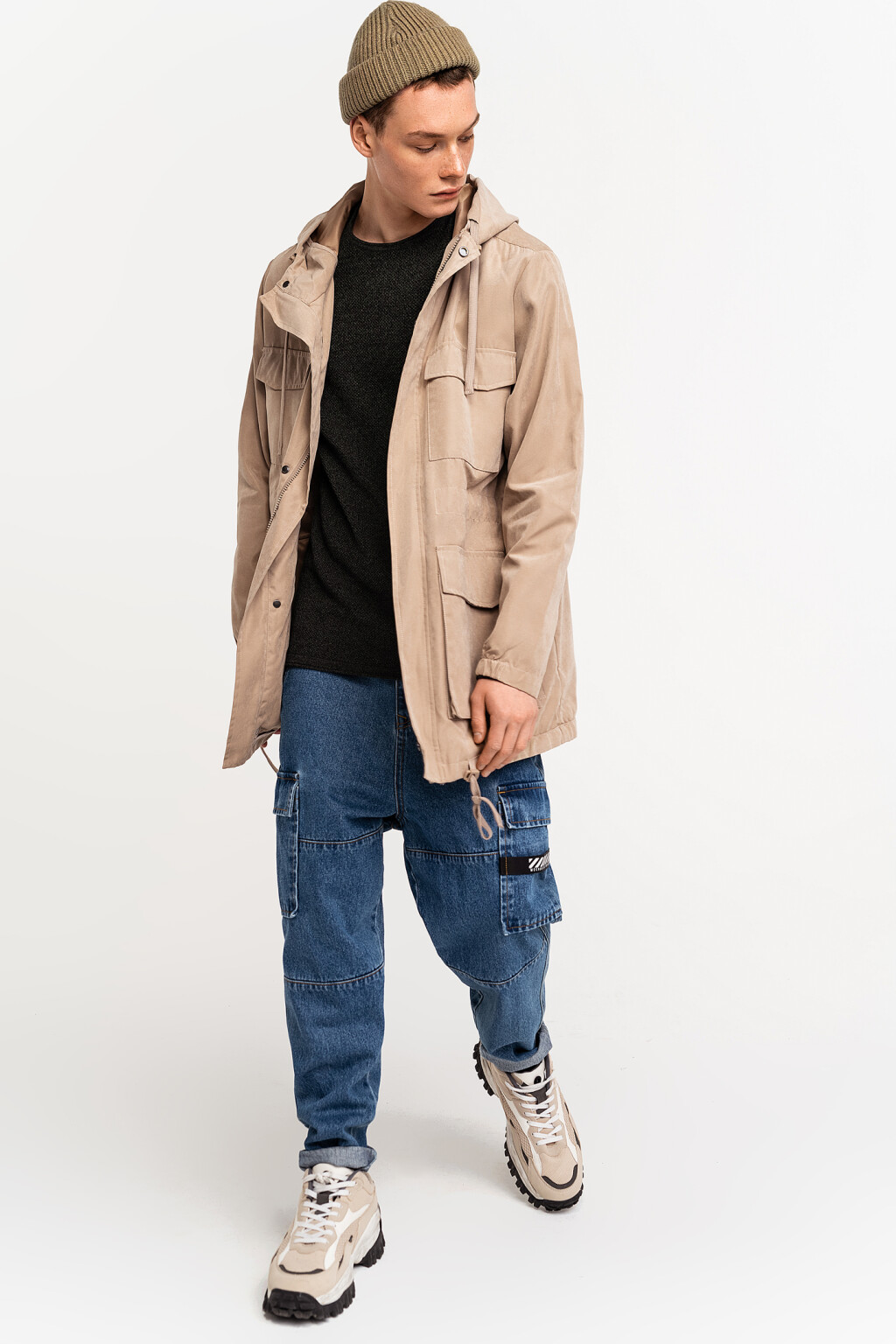 Джемпер хлопковый фактурной вязки с рукавом реглан - цвет зеленый - 2