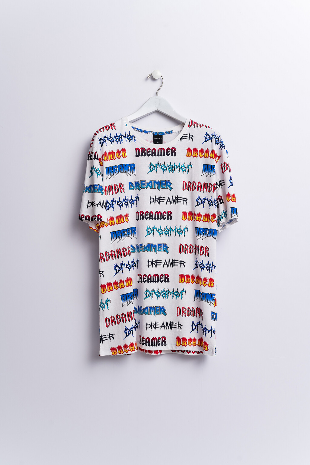 Футболка хлопковая свободного кроя с принтом - цвет белый - 1