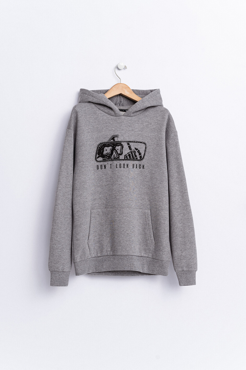 Худи свободного кроя с принтом - цвет серый - 1