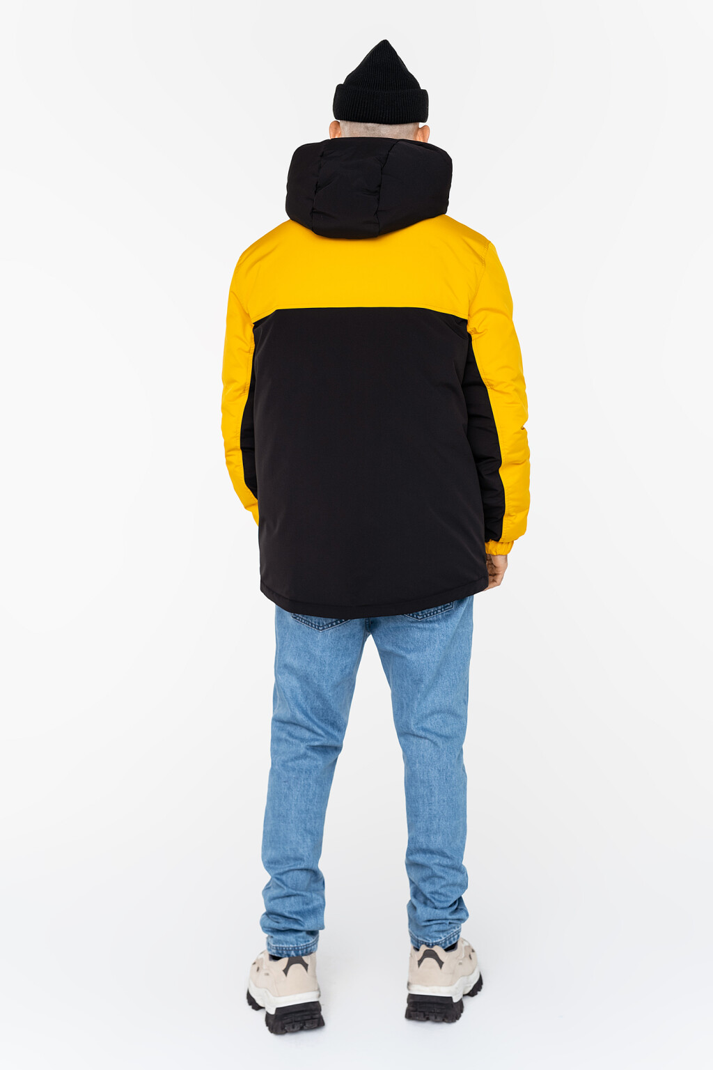 Куртка утепленная в стиле колор-блок с капюшоном - цвет желтый - 5