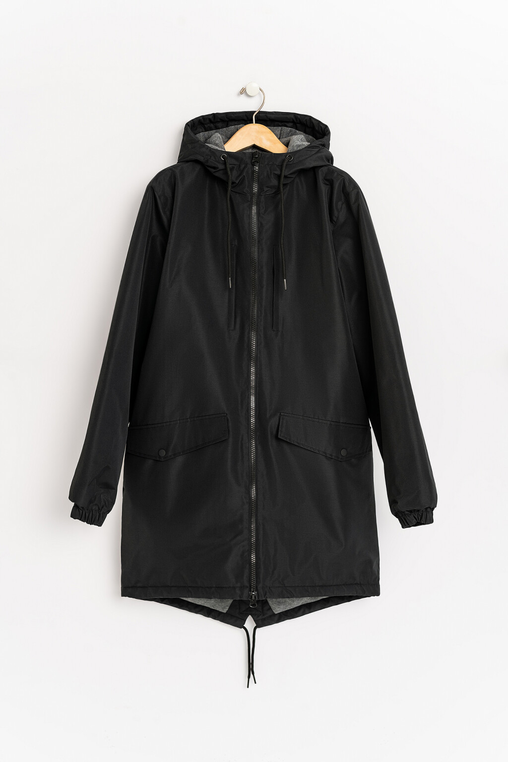 Парка на молнии с капюшоном - цвет черный - 1