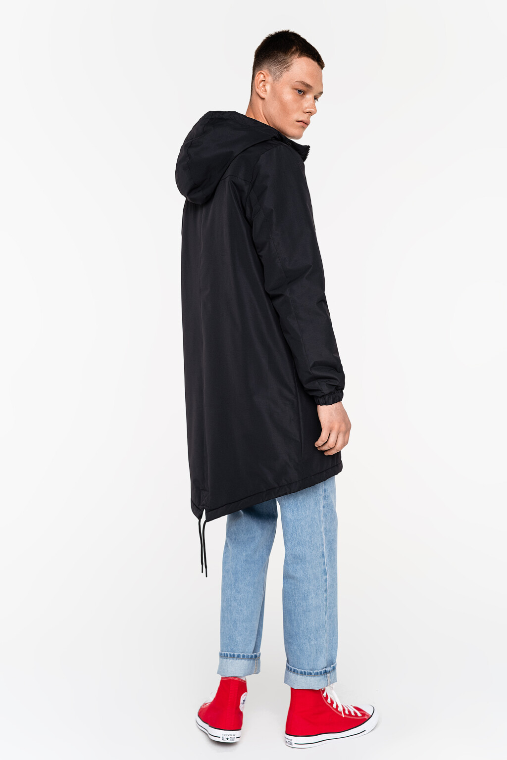 Парка на молнии с капюшоном - цвет черный - 3